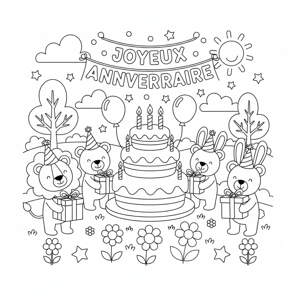 Coloriage coloriage joyeux anniversaire imprimer 3