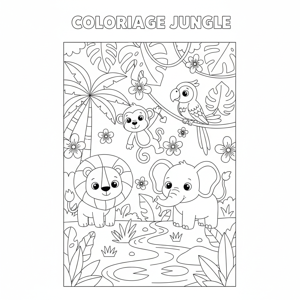 Coloriage Jungle À Imprimer Gratuit pour les Enfants