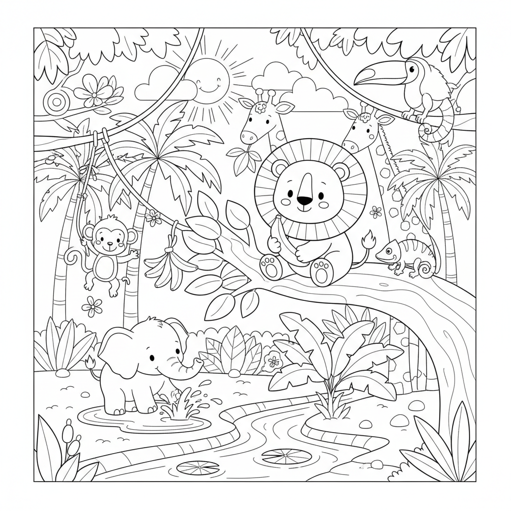 Coloriage coloriage jungle à imprimer 2