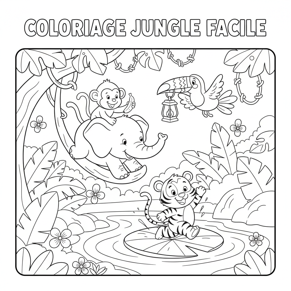 Coloriage coloriage jungle facile 5