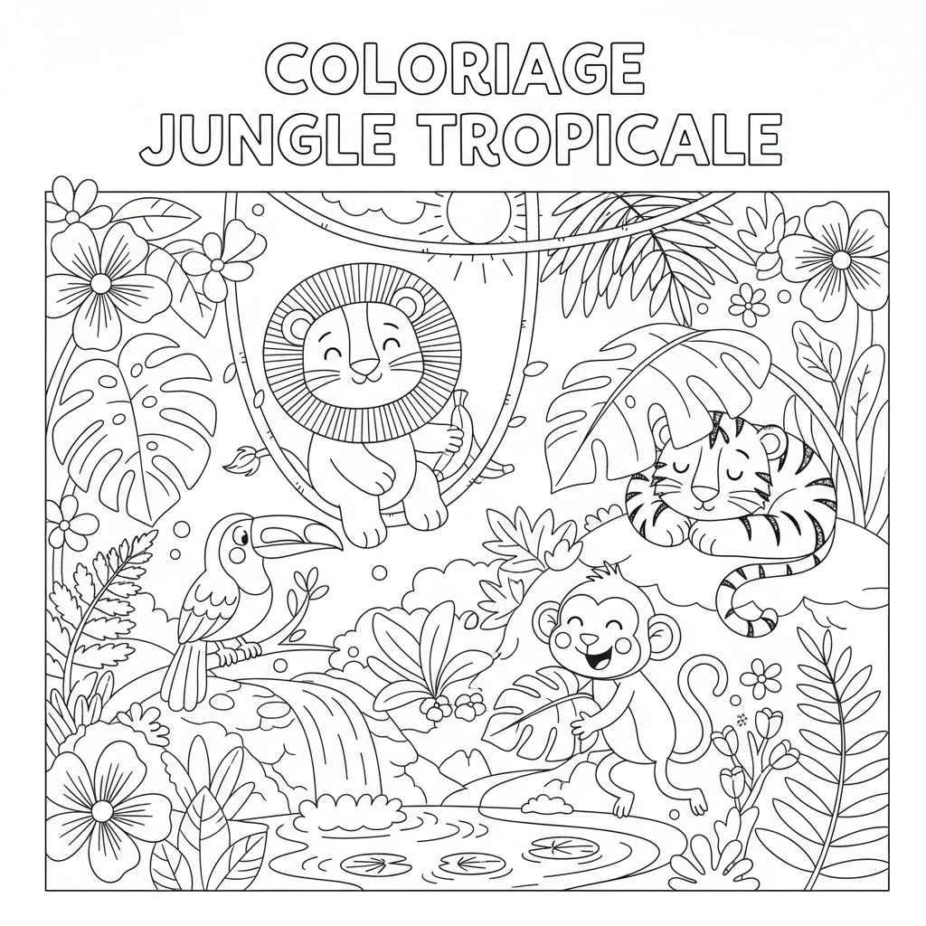 Coloriage coloriage jungle tropicale 2