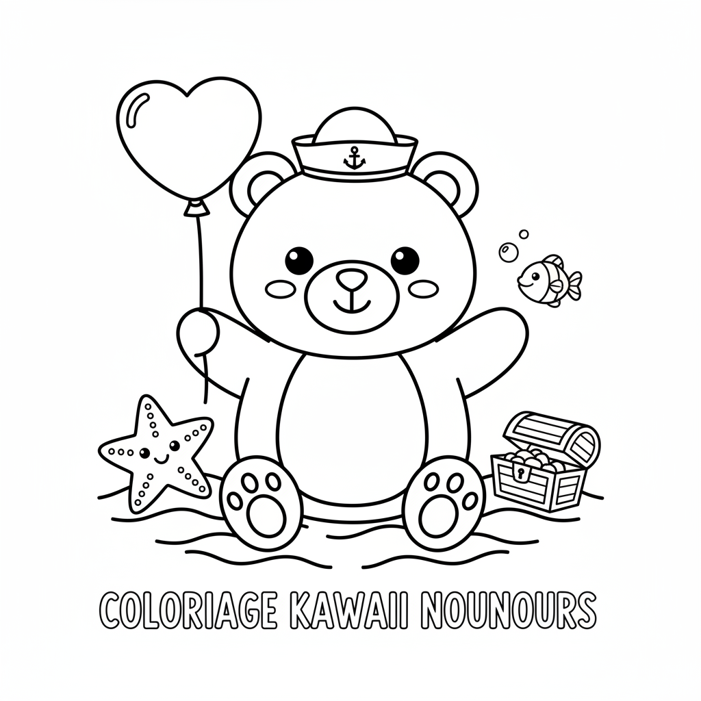 Coloriage coloriage kawaii à imprimer nounours