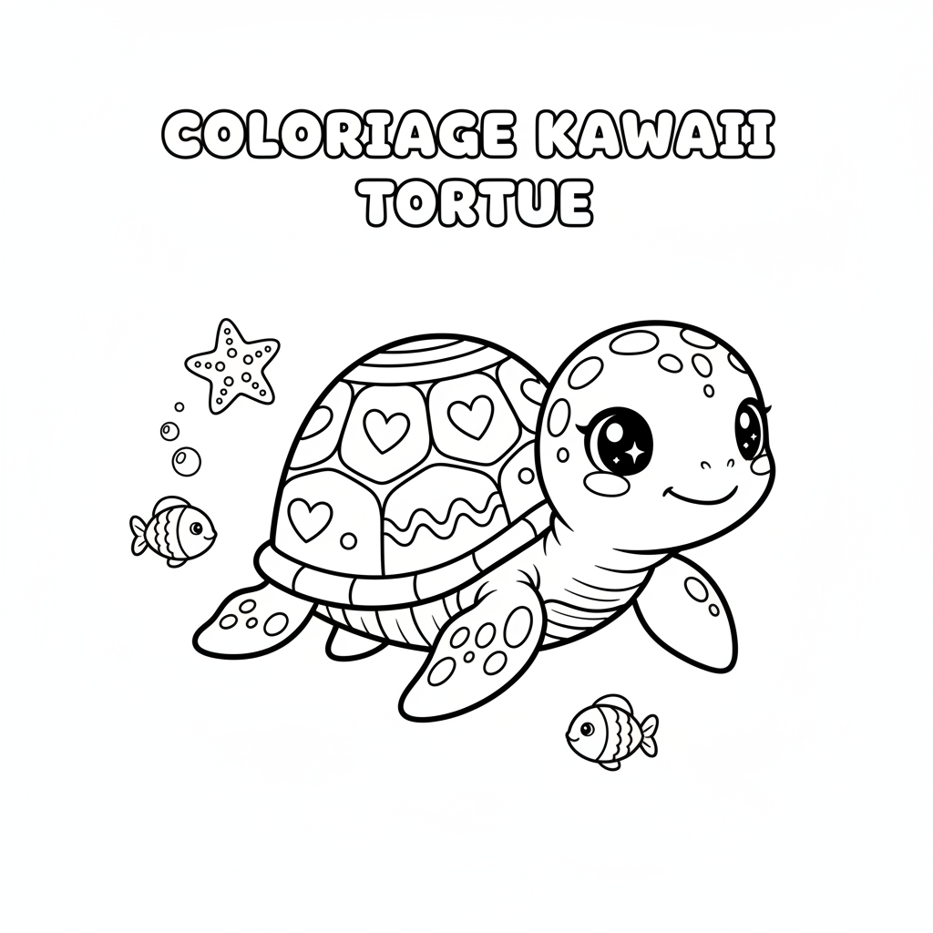 Coloriage coloriage kawaii à imprimer tortue