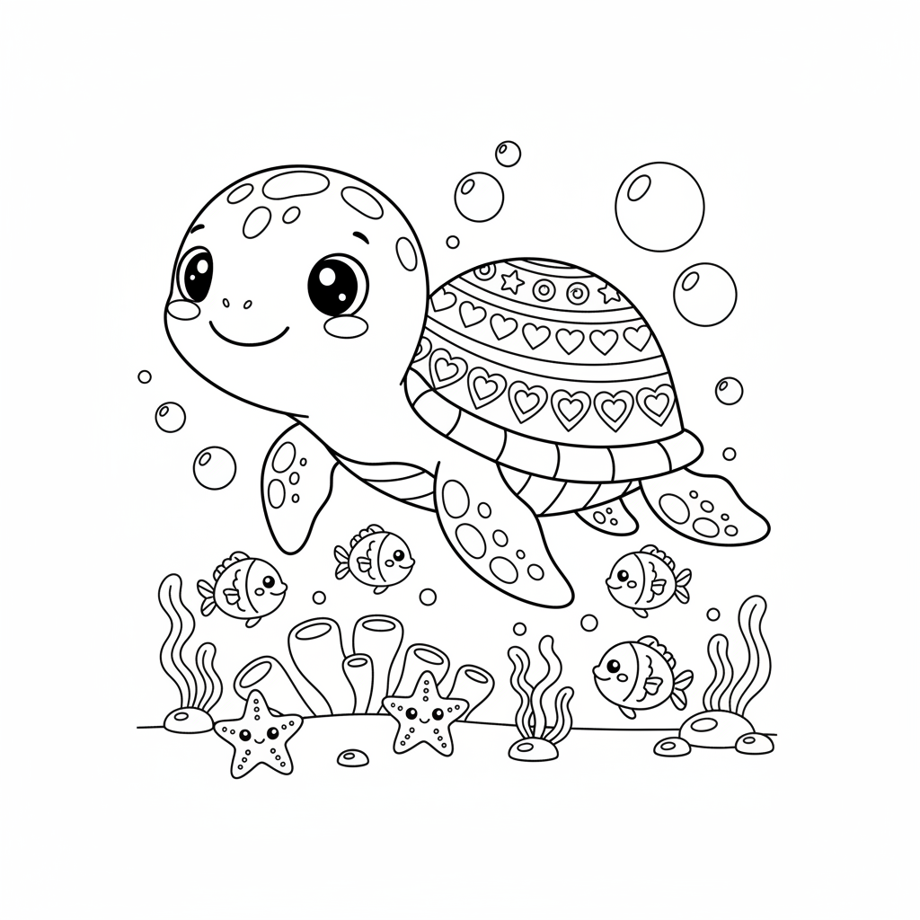 Coloriage coloriage kawaii à imprimer tortue 2