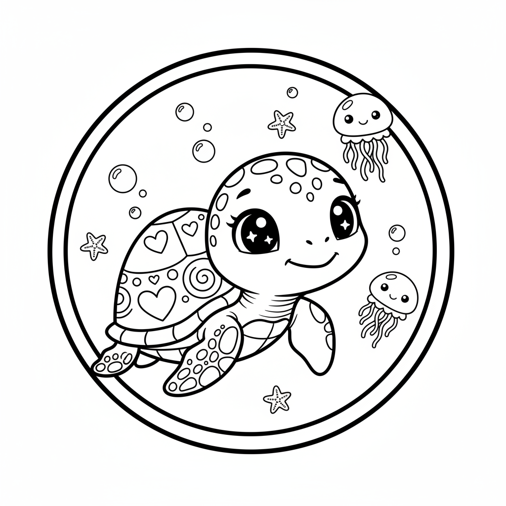 Coloriage coloriage kawaii à imprimer tortue 4