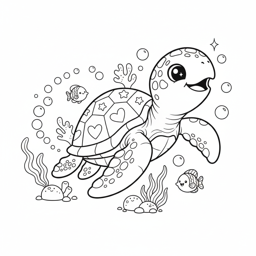 Coloriage coloriage kawaii à imprimer tortue 5