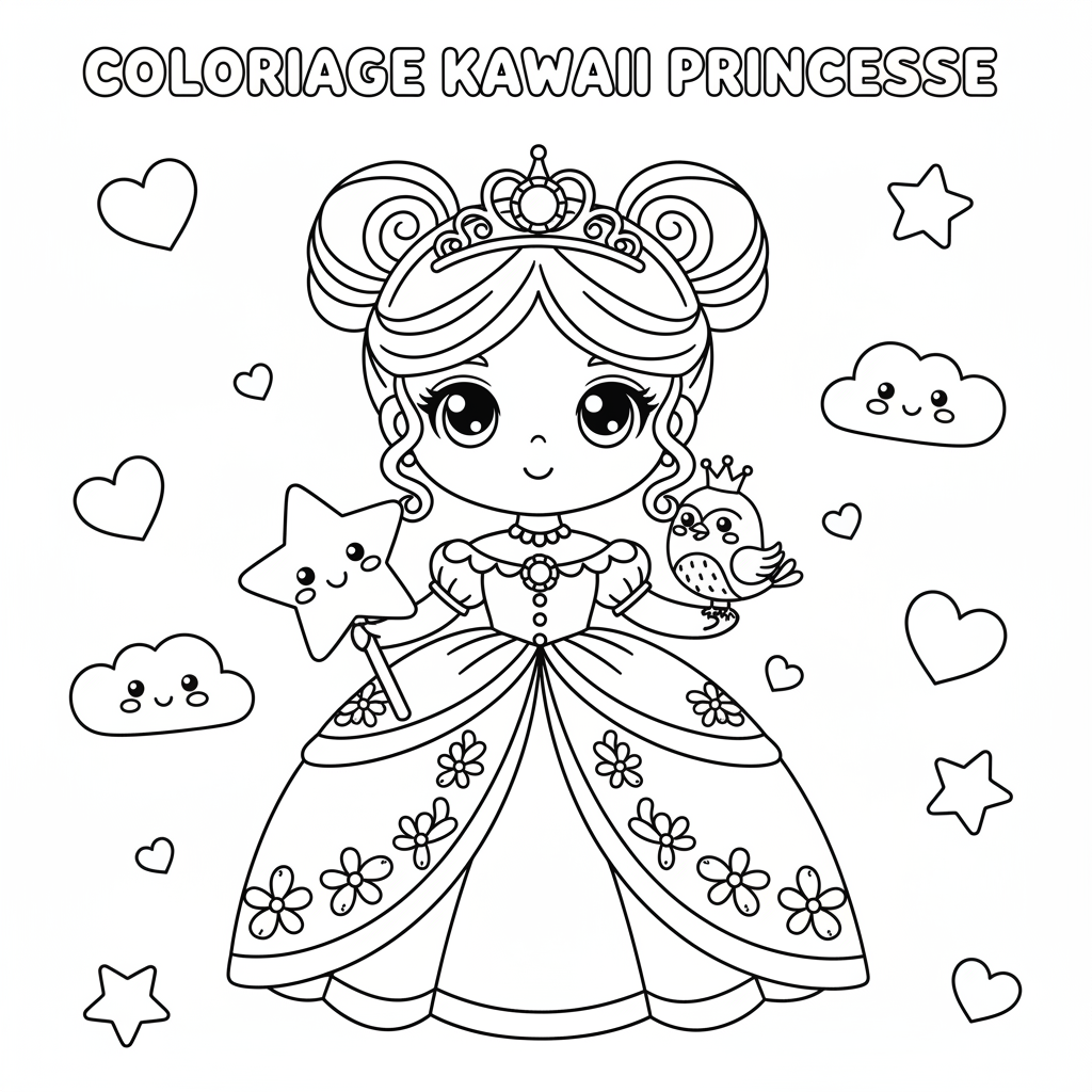 Coloriage Coloriage Kawaii Disney Princesse Gratuit