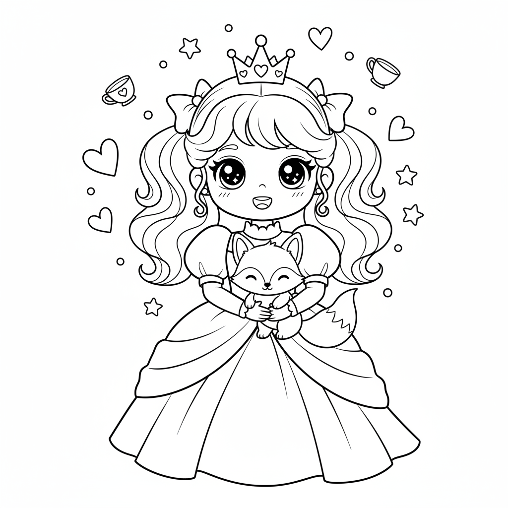 Coloriage coloriage kawaii disney princesse 4