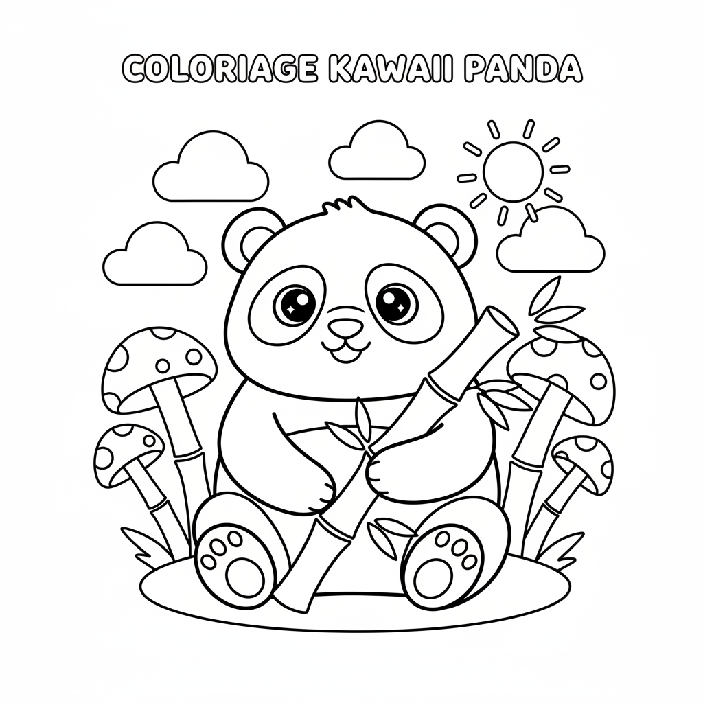 Coloriage coloriage kawaii panda 1
