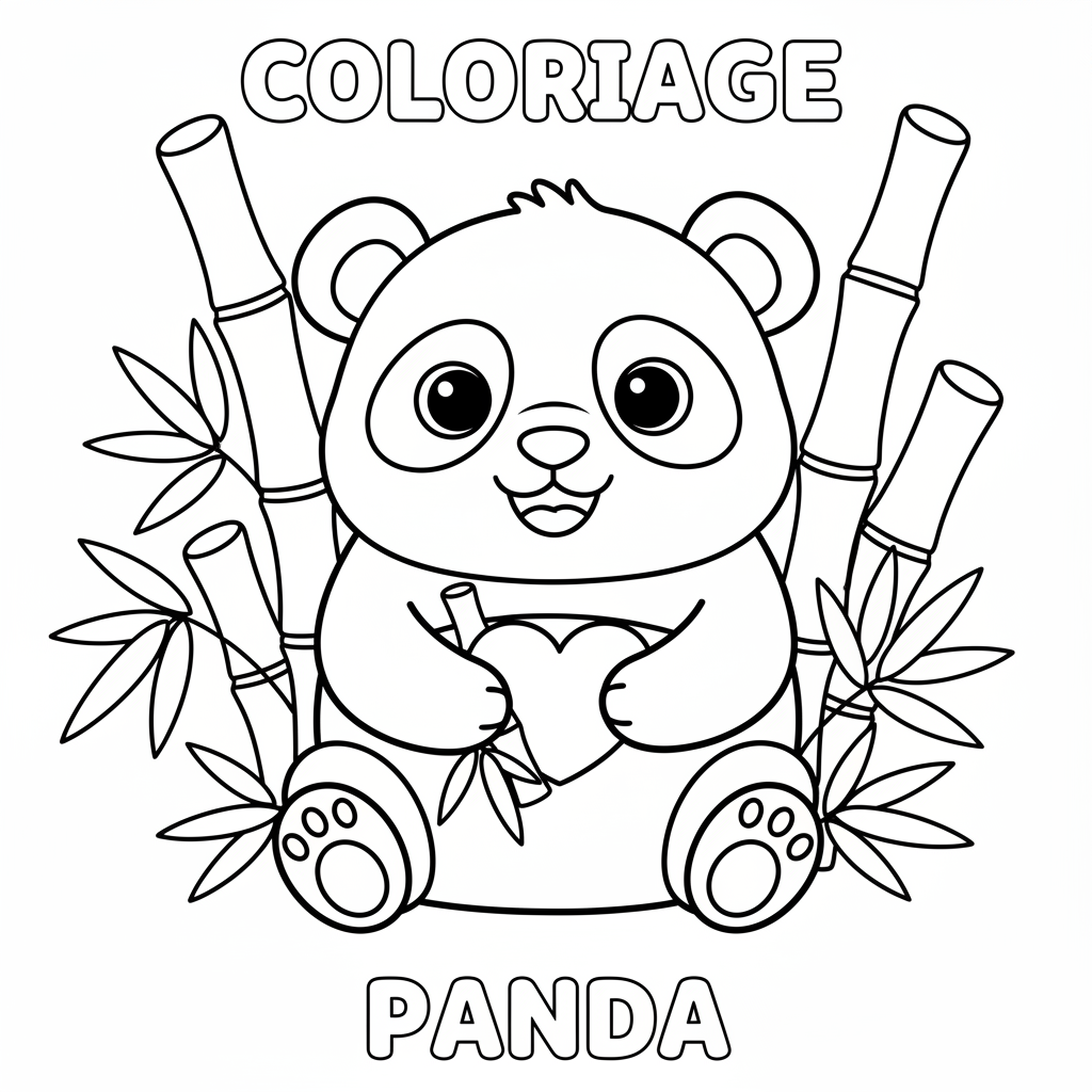Coloriage Kawaii Panda Dessin Gratuit à Imprimer