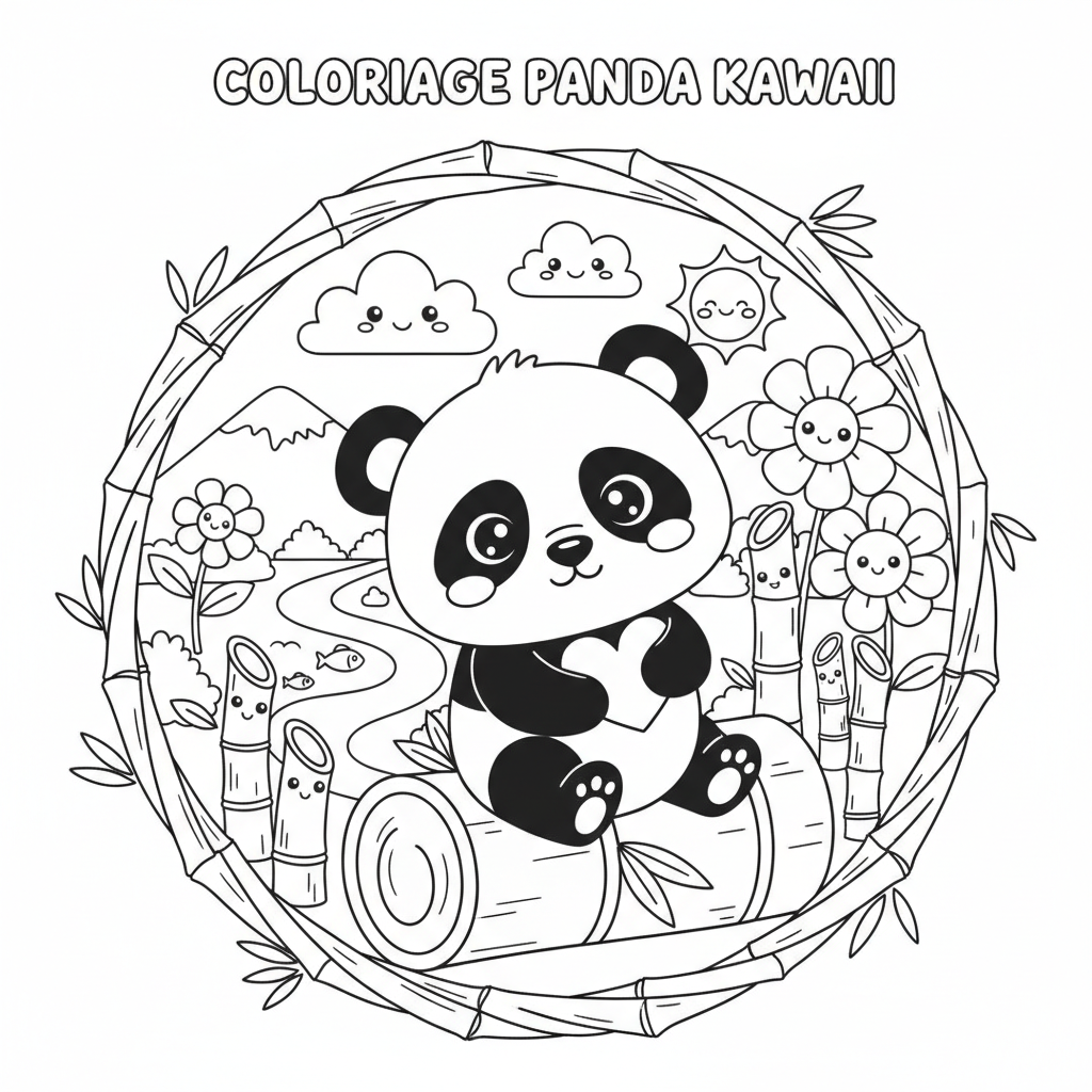 Coloriage coloriage kawaii panda dessin 3