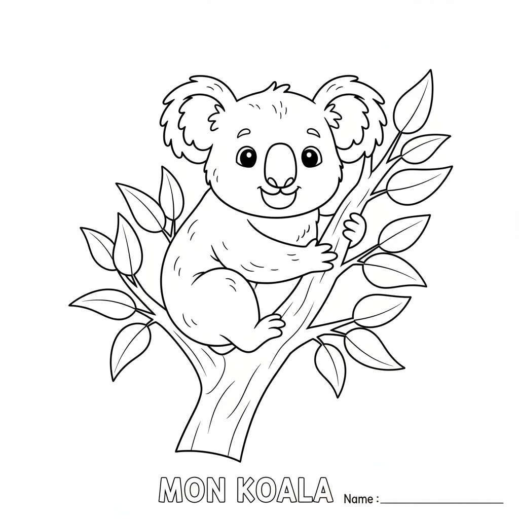 Coloriage Koala Gratuit à Imprimer pour Enfants