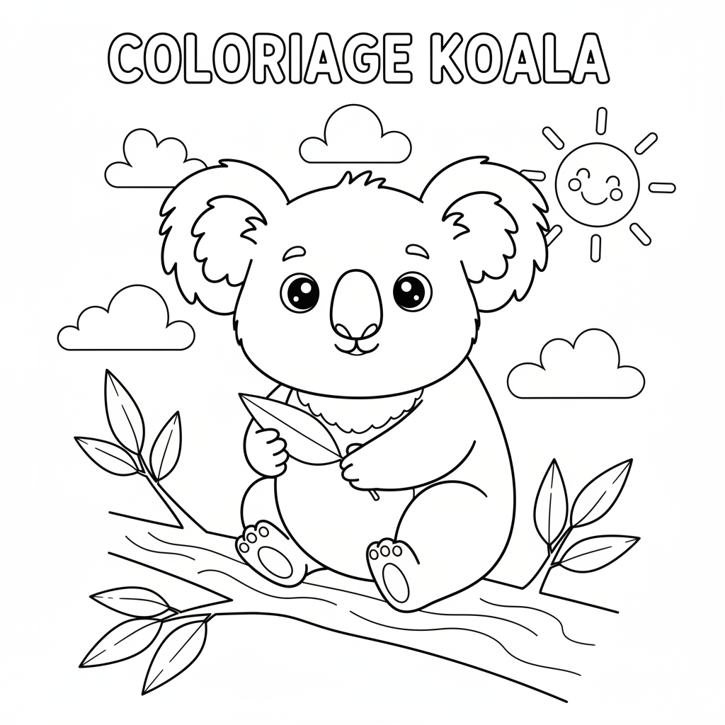 Coloriage Coloriage Koala À Imprimer Gratuit pour Enfants