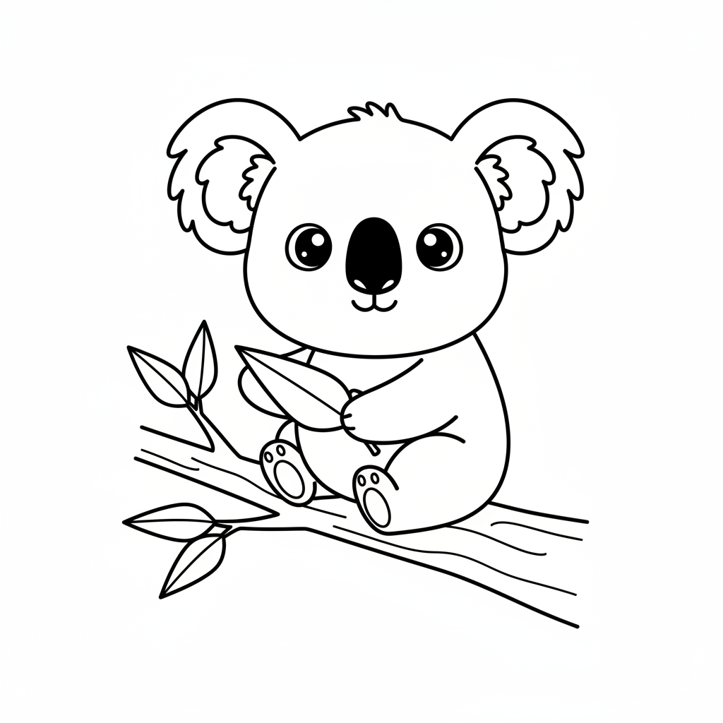 Coloriage Koala Kawaii Gratuit à Imprimer et Colorier