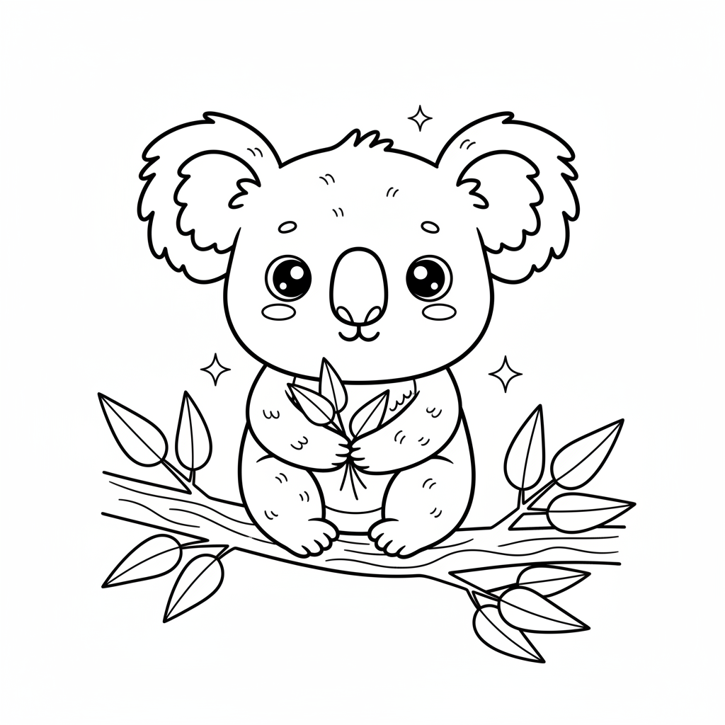 Coloriage coloriage koala kawaii 2