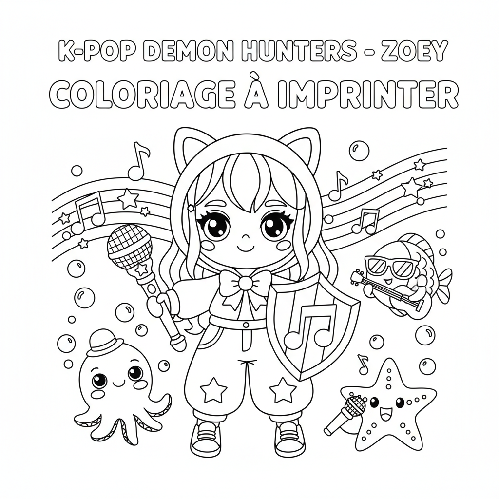 Coloriage Kpop Demon Hunters À Imprimer Zoey Gratuit