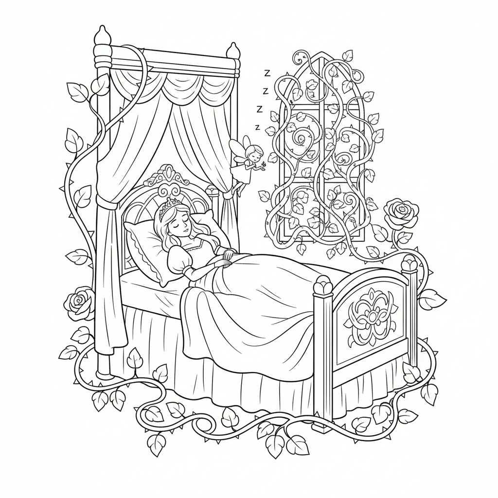 Coloriage coloriage la belle au bois dormant 2