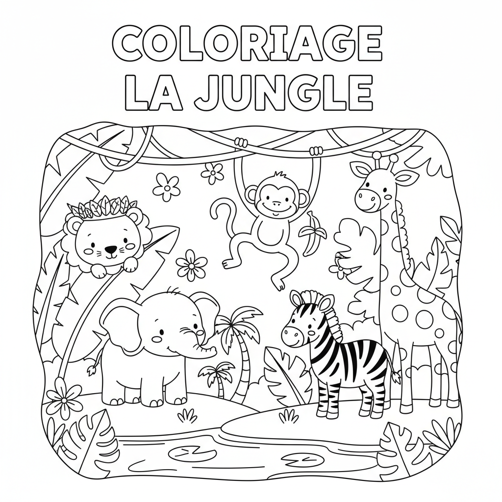 Coloriage La Jungle Gratuit à Imprimer pour Enfants