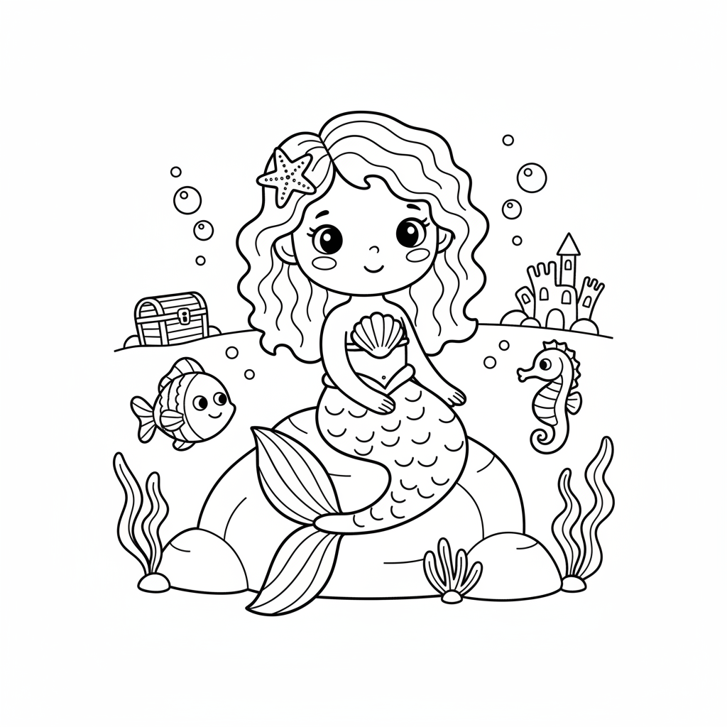 Coloriage coloriage la petite sirène 1