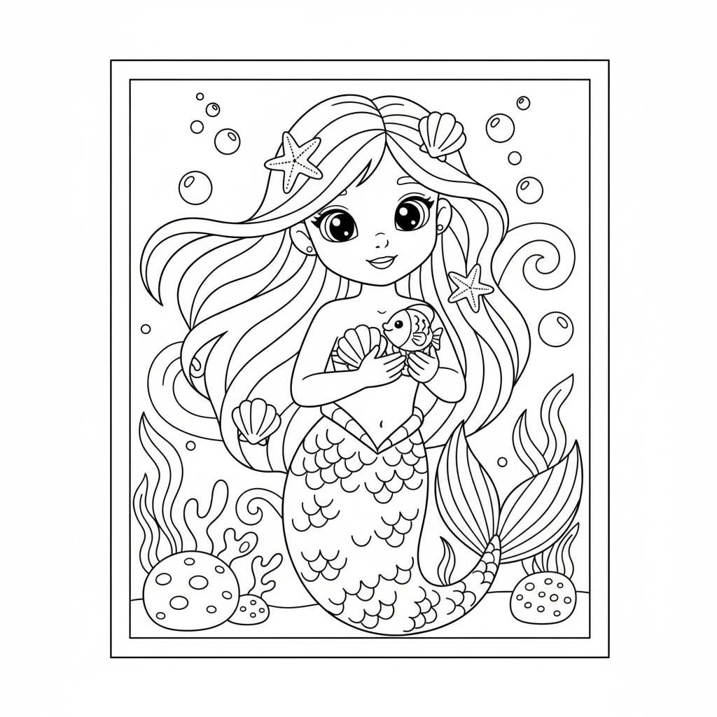 Coloriage coloriage la petite sirène à imprimer 4