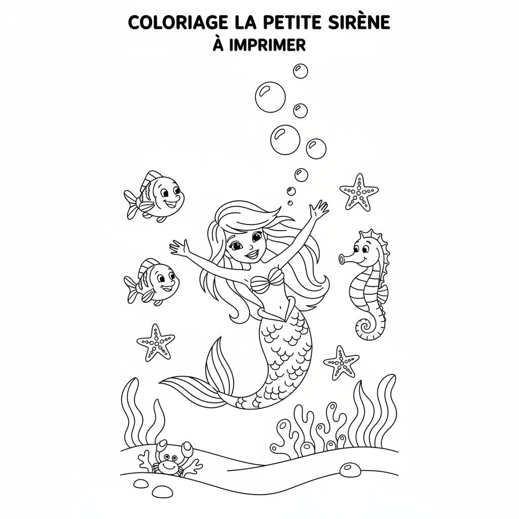 Coloriage coloriage la petite sirène à imprimer 5