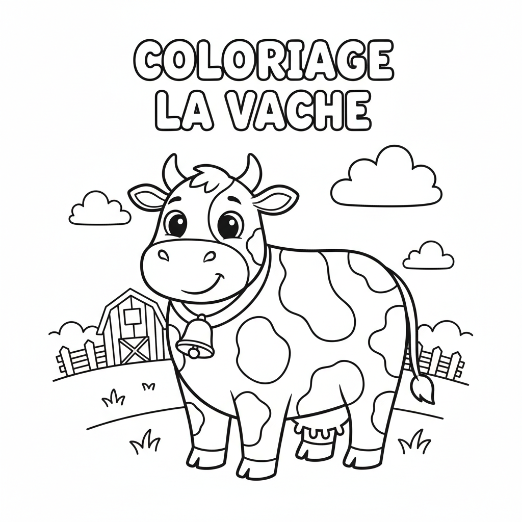 Coloriage La Vache Gratuit à Imprimer pour Enfants