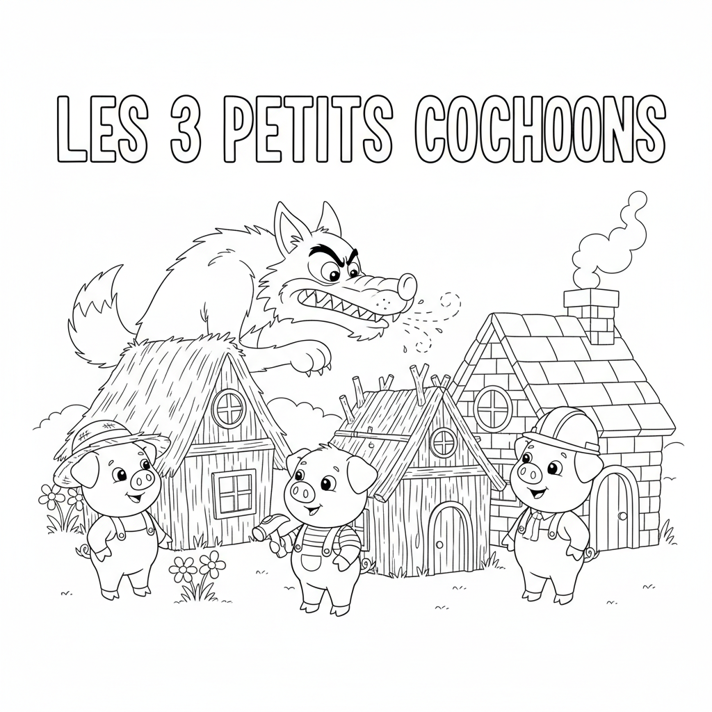 Coloriage coloriage les 3 petit cochon 2