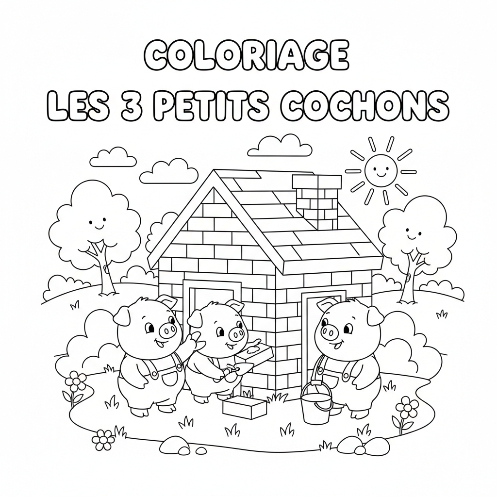 Coloriage coloriage les 3 petit cochon 3