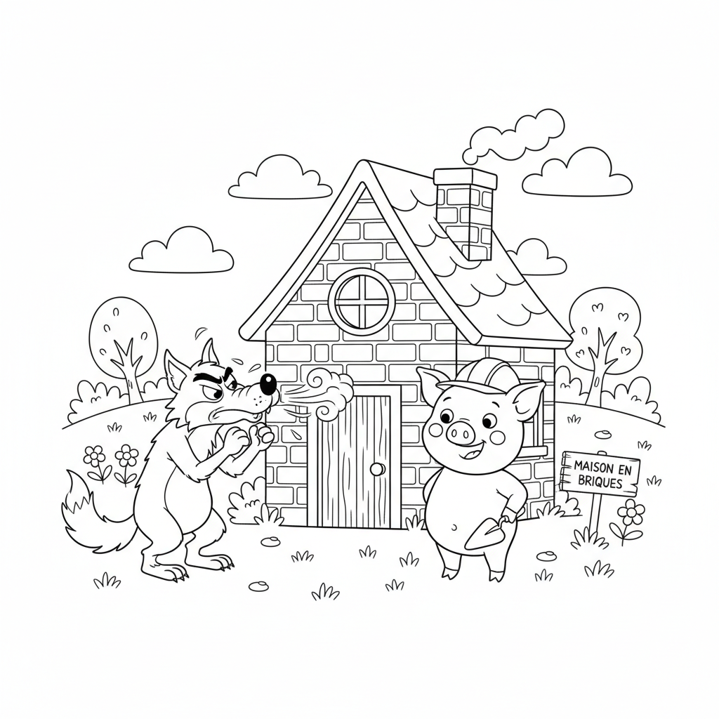 Coloriage coloriage les 3 petits cochons 3