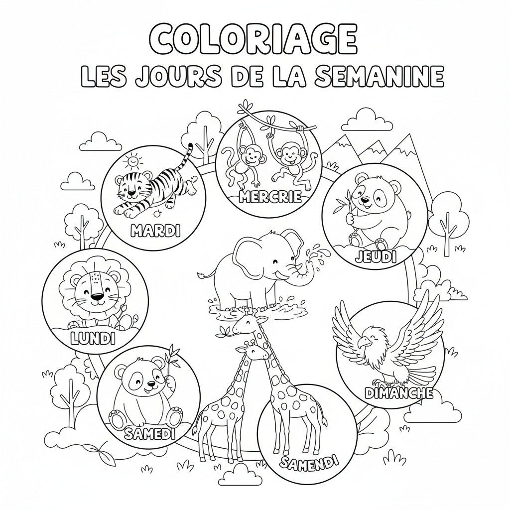 Coloriage coloriage les jours de la semaine 5