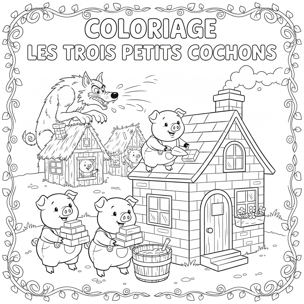 Coloriage coloriage les trois petit cochon 2