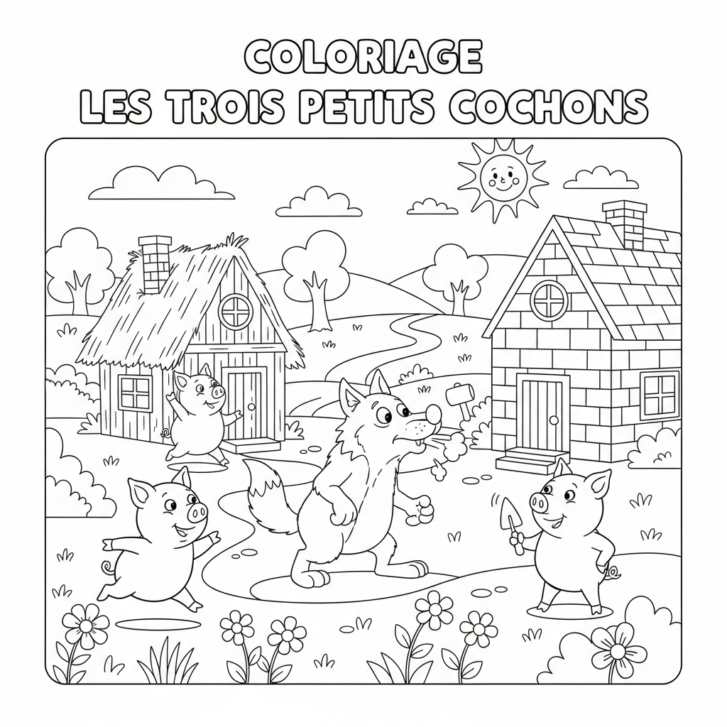 Coloriage coloriage les trois petit cochon 3