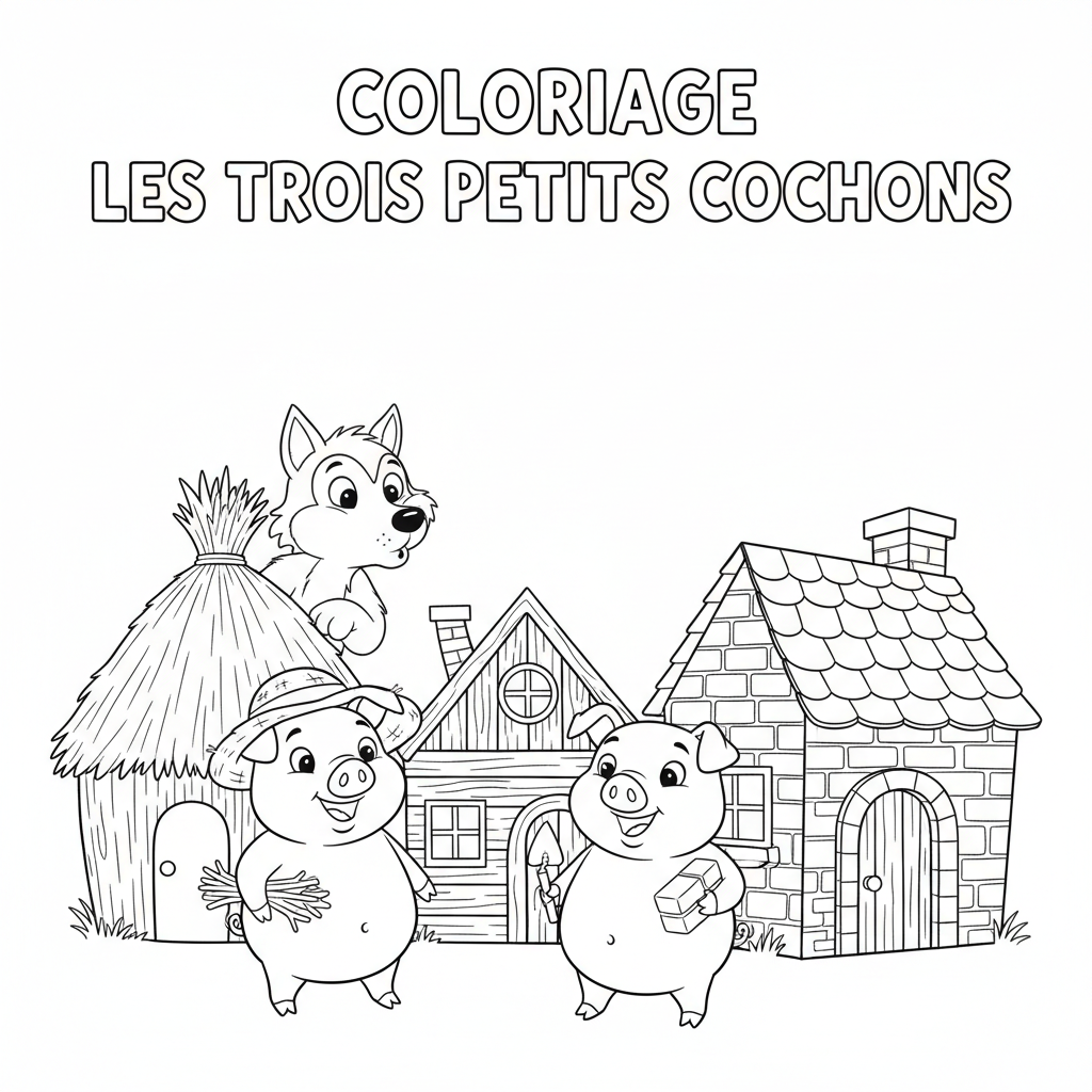 Coloriage coloriage les trois petit cochon 4