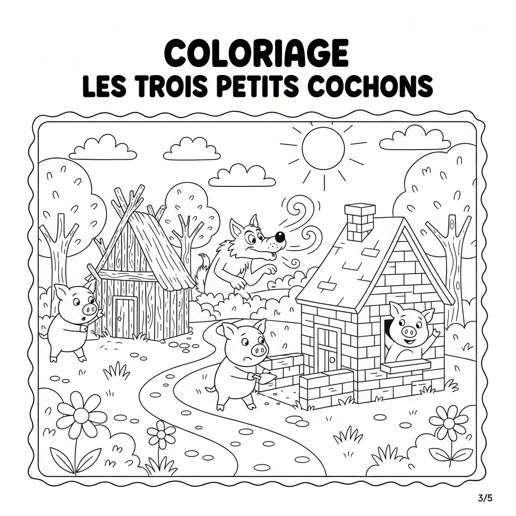 Coloriage coloriage les trois petits cochons 3
