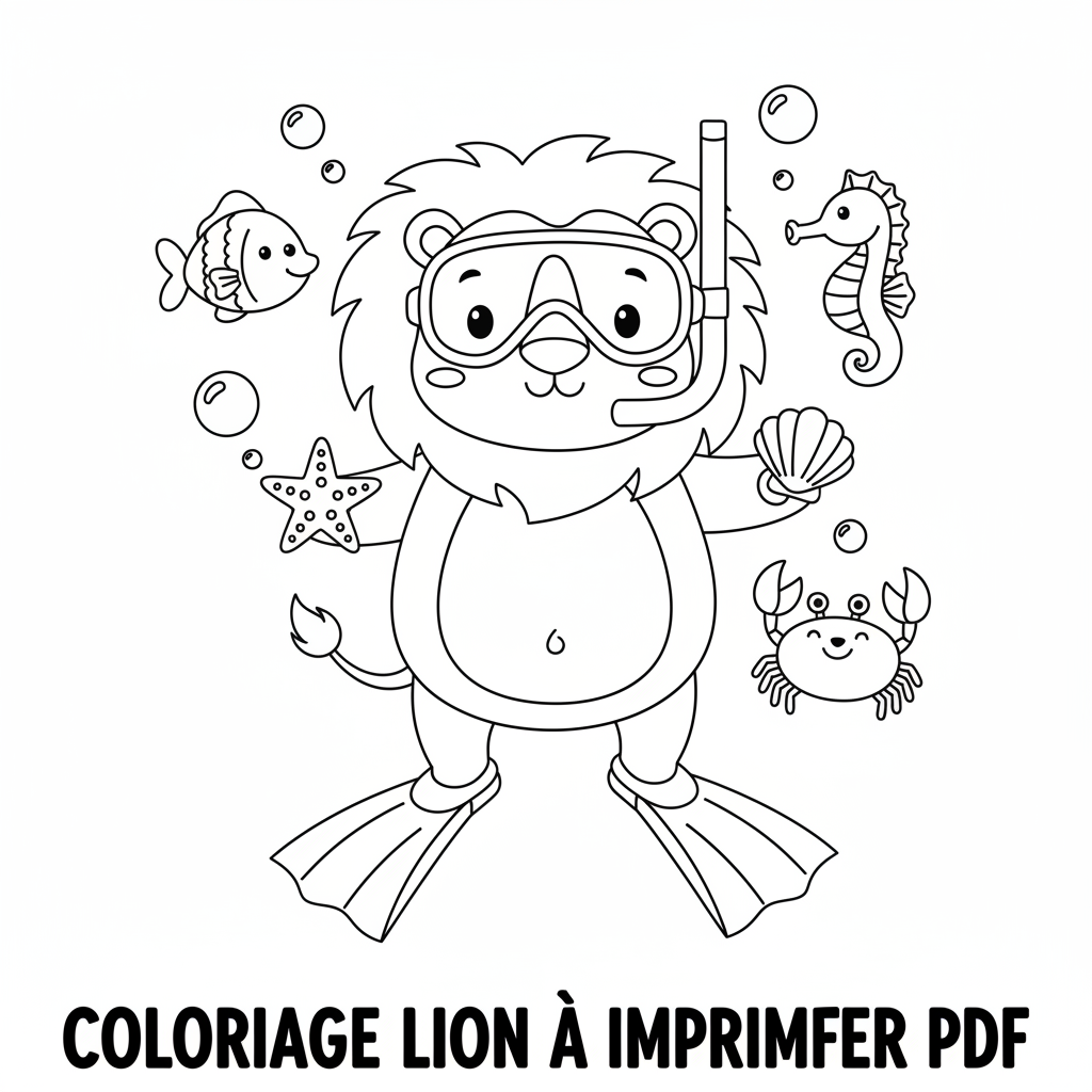 Coloriage Lion À Imprimer Pdf Gratuit pour Enfants