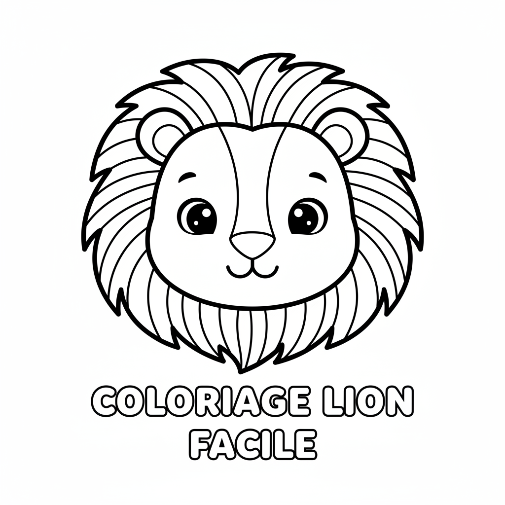 Coloriage Lion Facile Gratuit à Imprimer