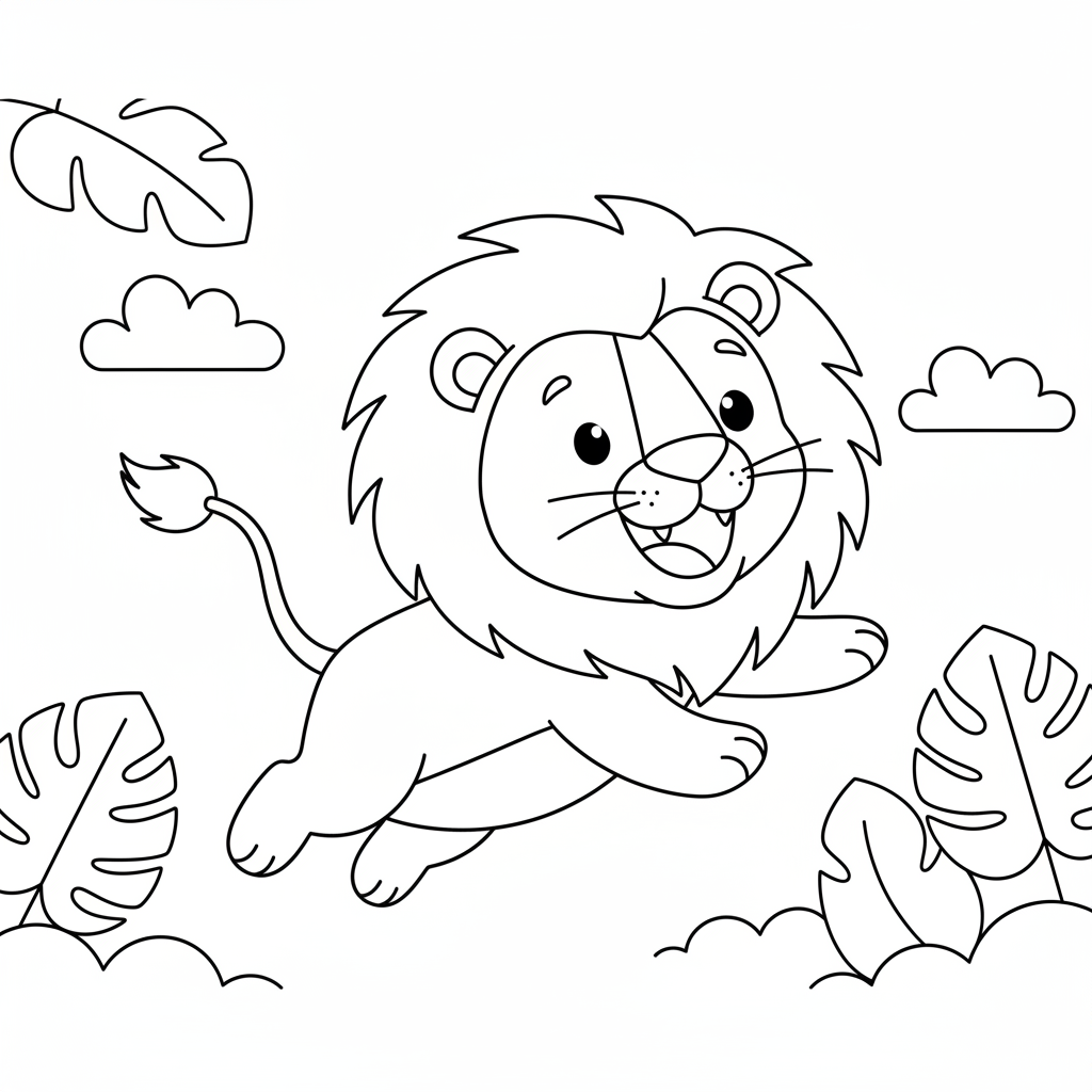 Coloriage coloriage lion facile 5