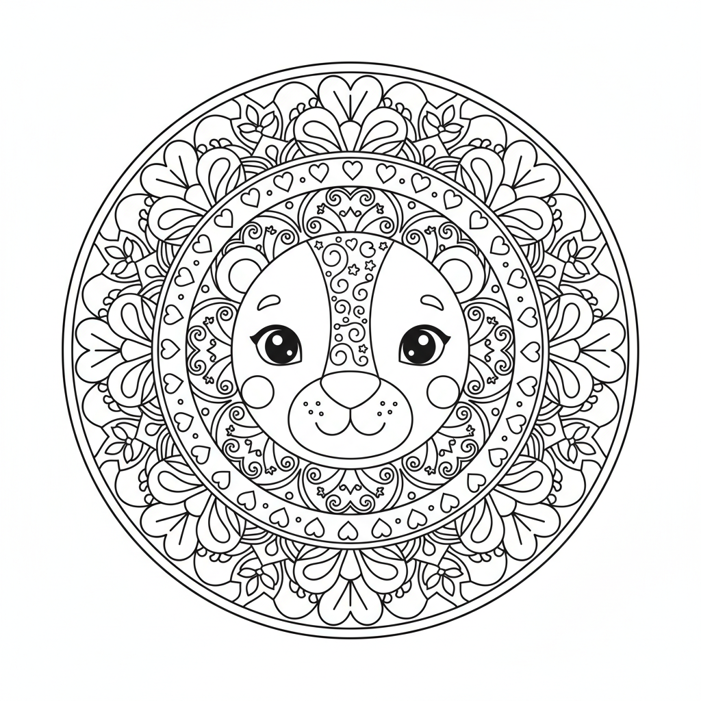 Coloriage coloriage lion mandala 2