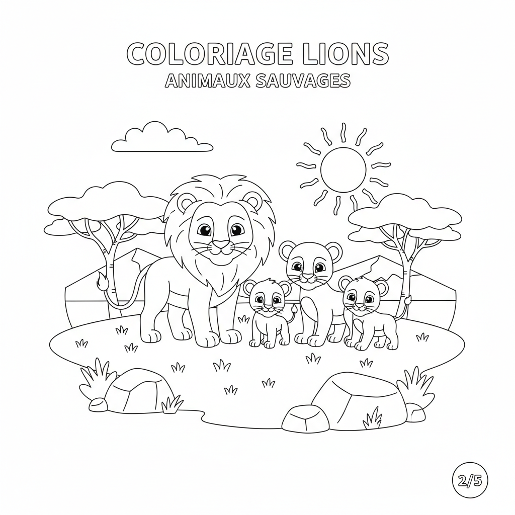 Coloriage coloriage lions 2