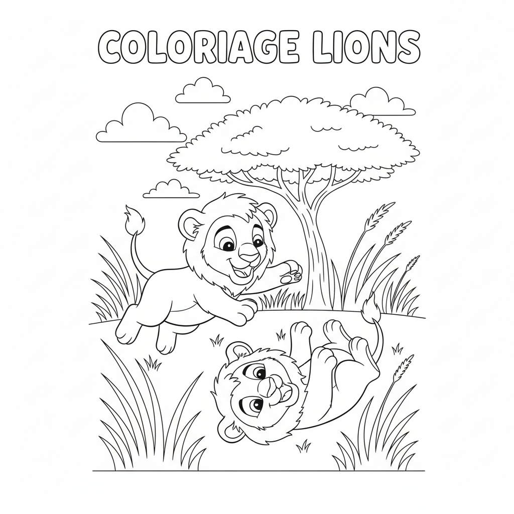 Coloriage coloriage lions 5