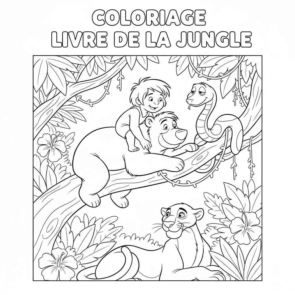 Coloriage Livre de la Jungle Gratuit à Imprimer