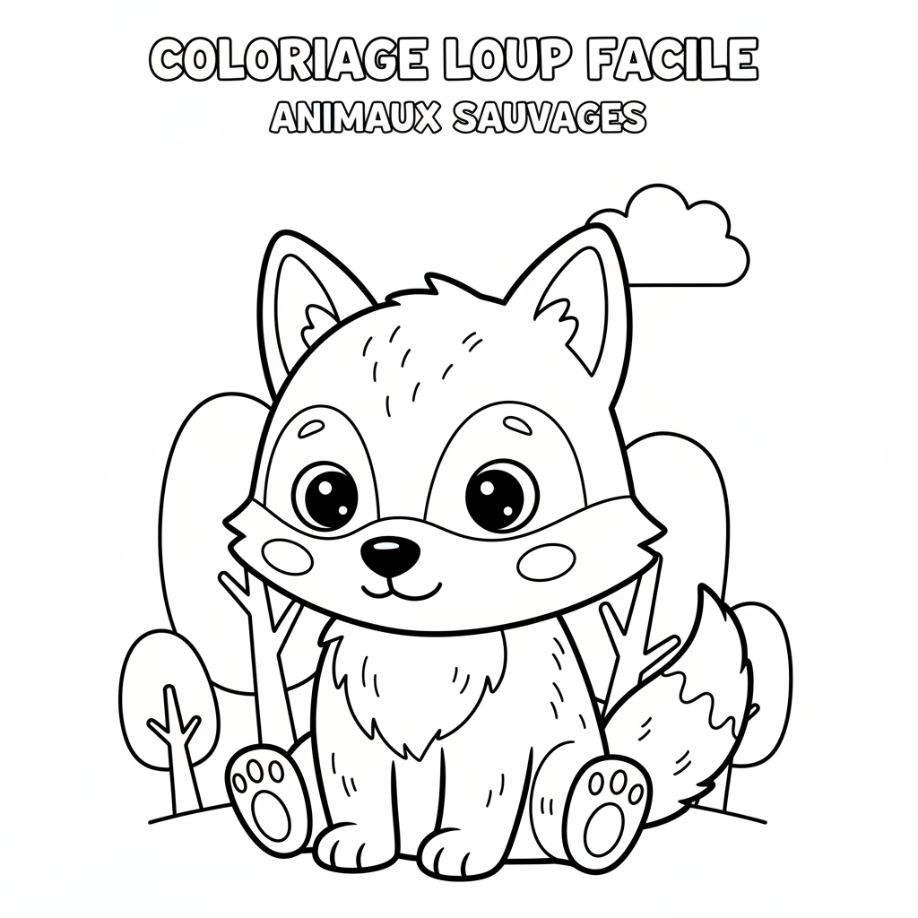 Coloriage Loup Facile à Imprimer Gratuitement