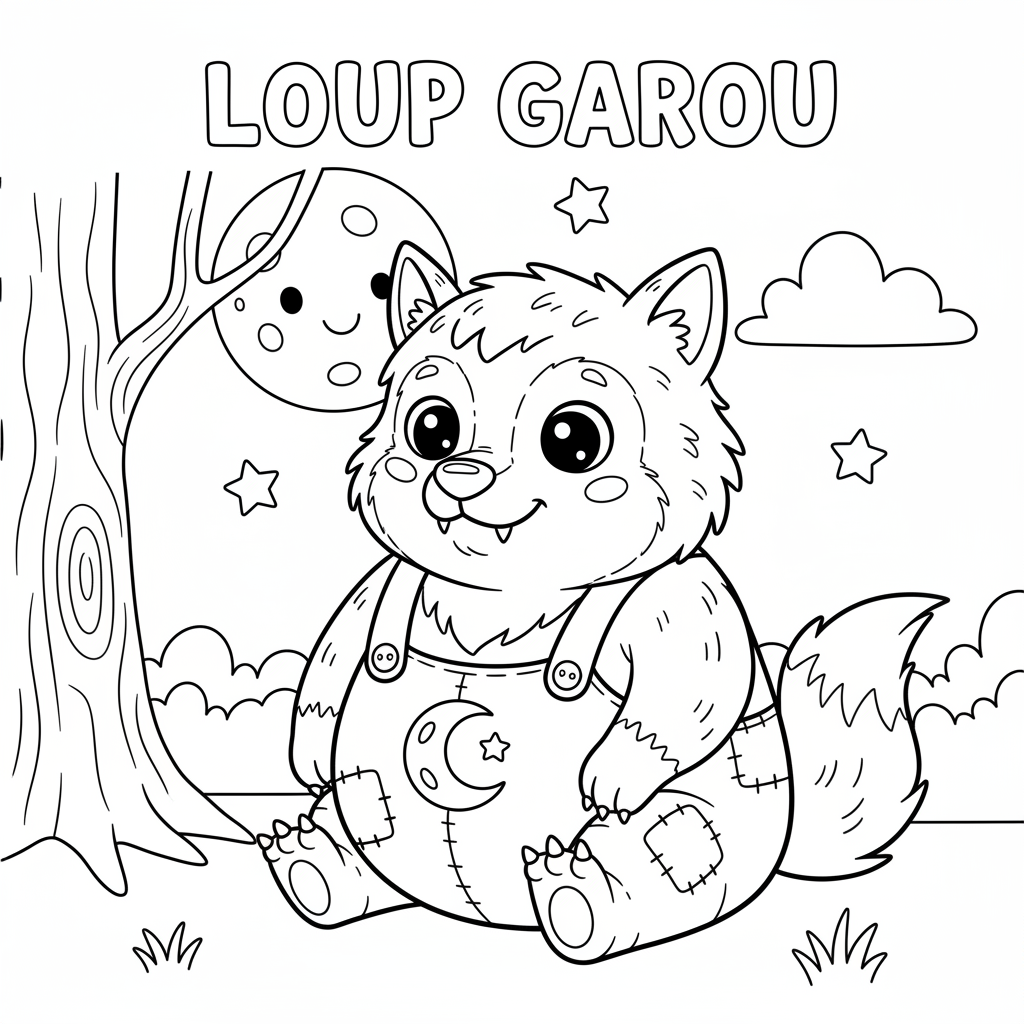 Coloriage Loup Garou Gratuit à Imprimer pour Enfants