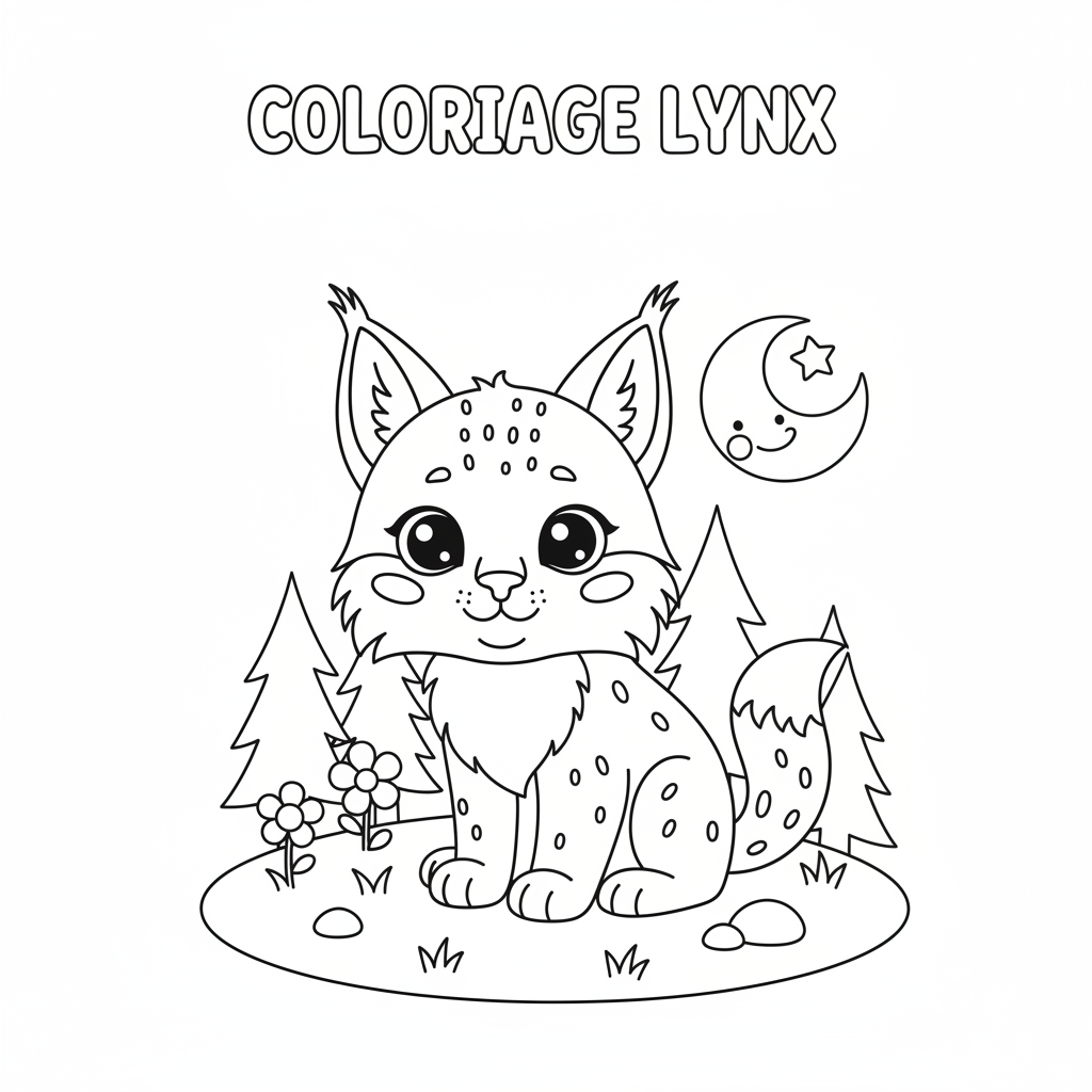 Coloriage Lynx Gratuit à Imprimer pour Enfants