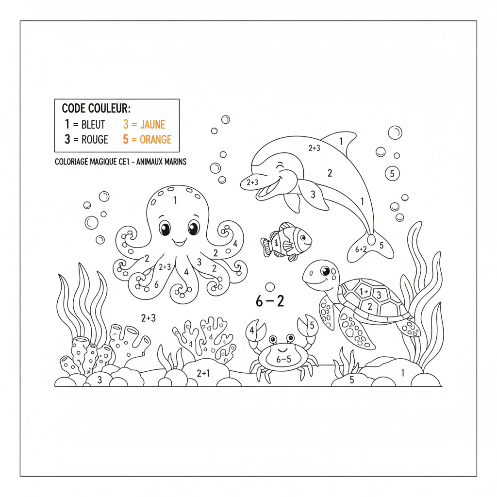 Coloriage coloriage magique a imprimer ce1 2