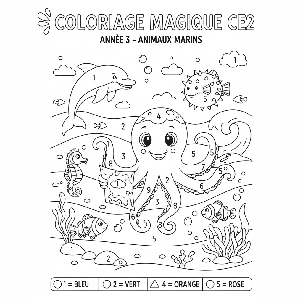 Coloriage coloriage magique à imprimer ce2 3