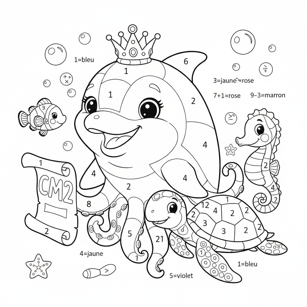 Coloriage coloriage magique à imprimer cm2 4