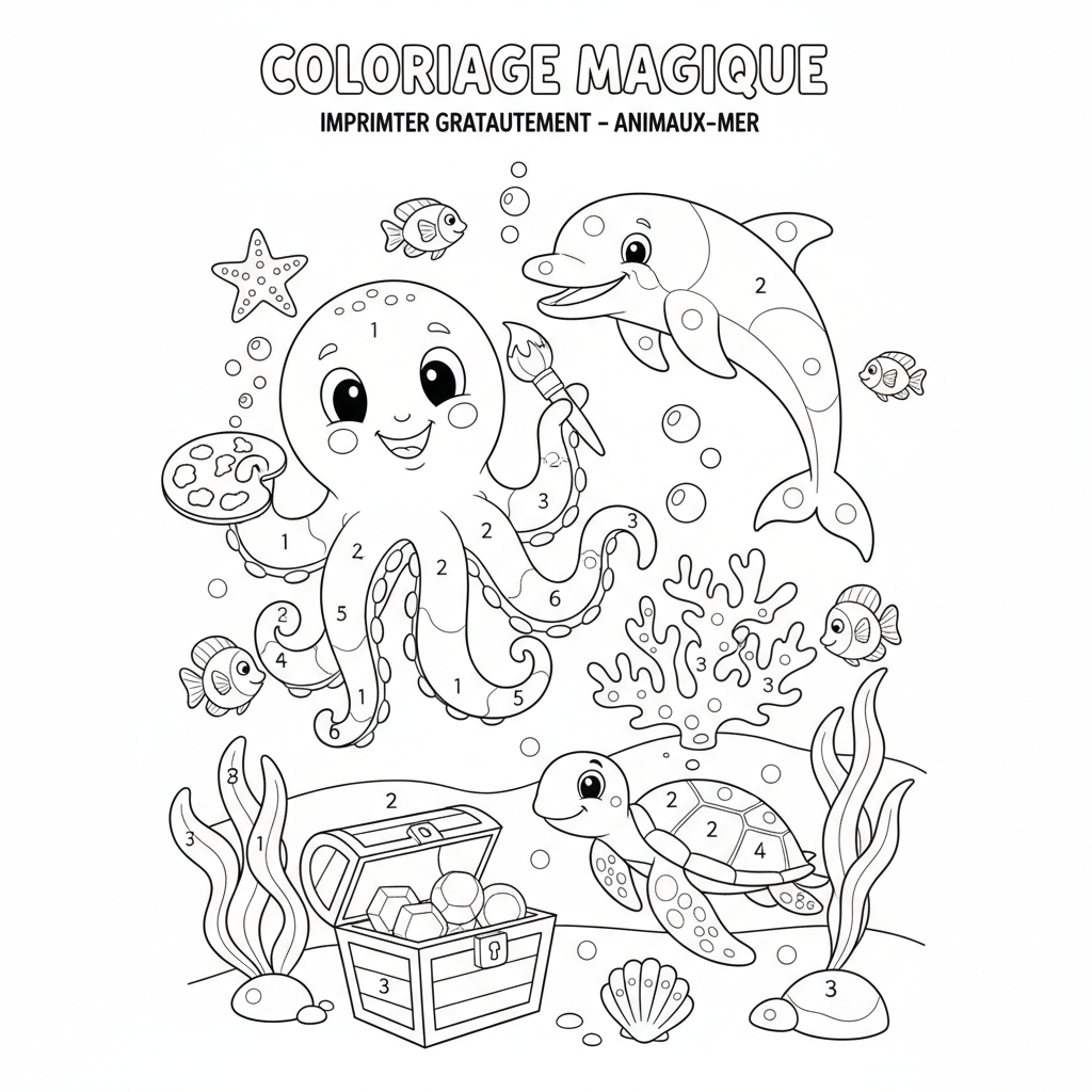 Coloriage coloriage magique à imprimer gratuitement 3