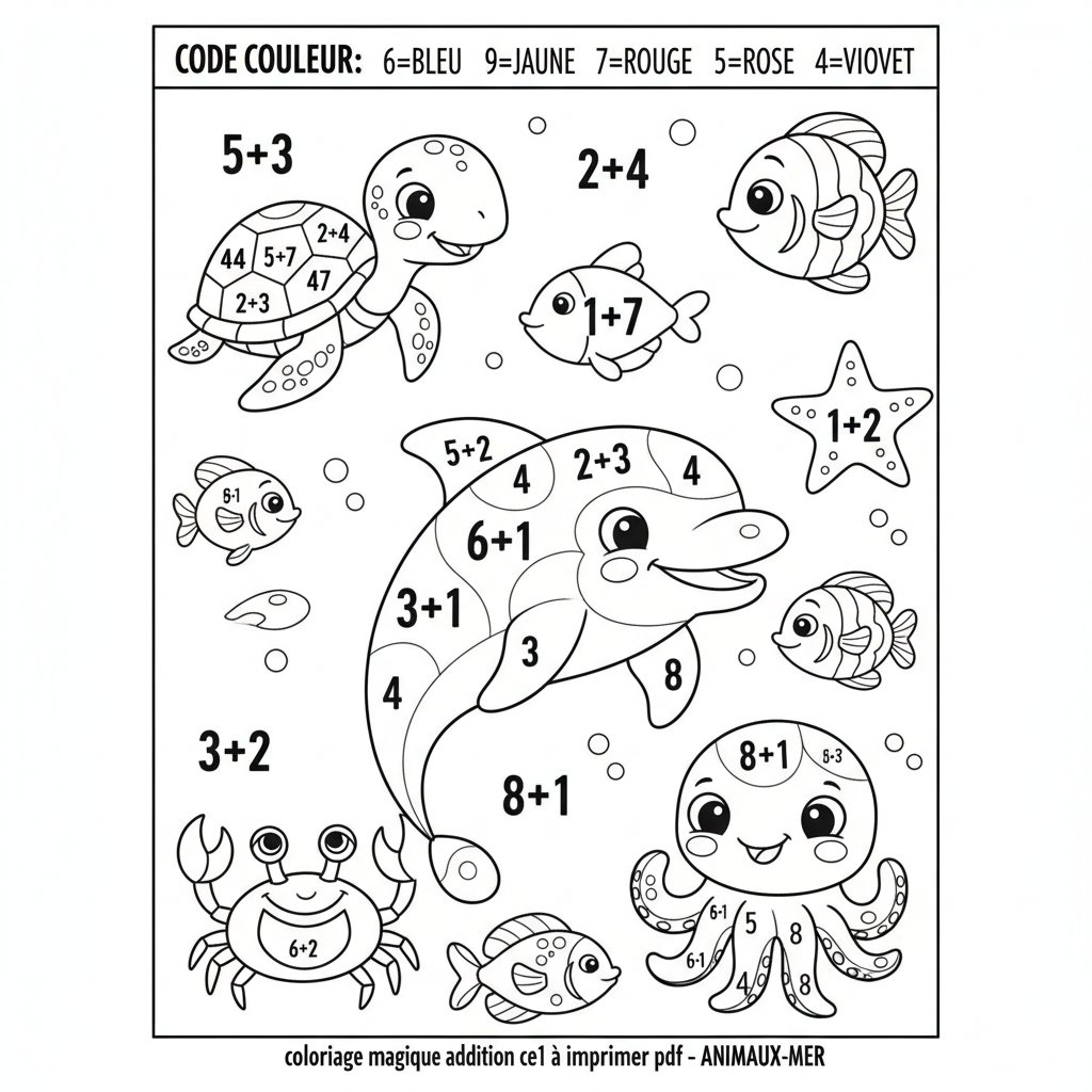 Coloriage Magique Addition Ce1 À Imprimer Pdf Gratuit