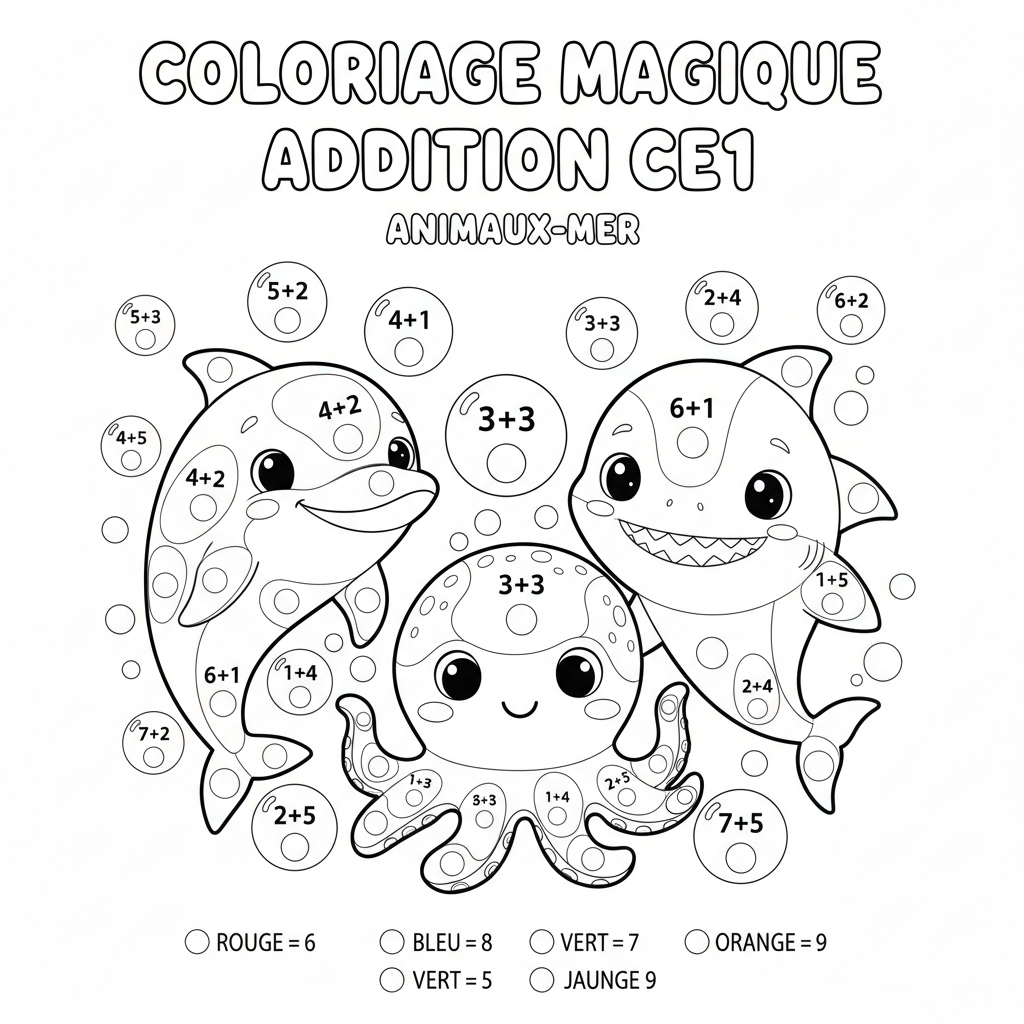 Coloriage coloriage magique addition ce1 à imprimer pdf 4